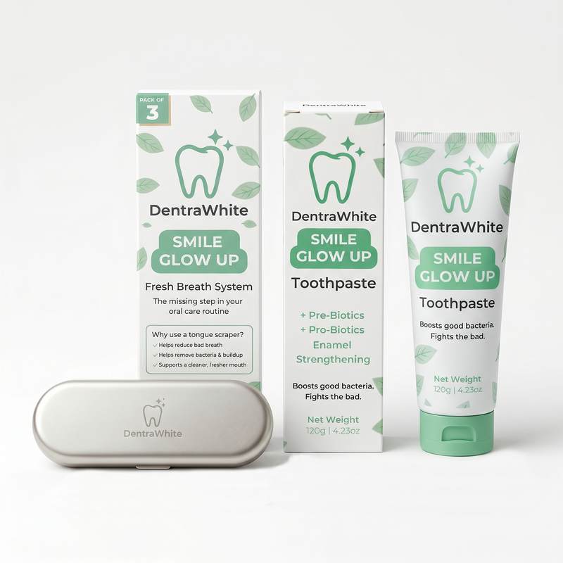 DentraWhite Fresh & Protect Duo – Toothpaste + Tongue Scraper Set