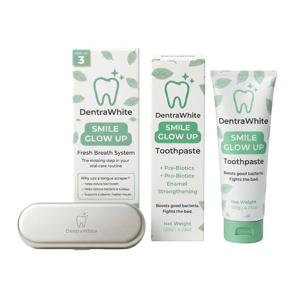 DentraWhite Fresh & Protect Duo – Toothpaste + Tongue Scraper Set
