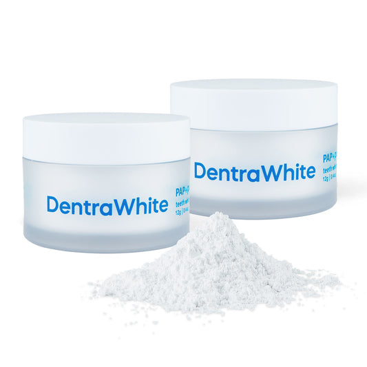 DentraWhite Radiant Powder Pair – 2x Teeth Whitening Powder Jars for Stain Removal, Fresh Mint Flavour for a Brighter Smile