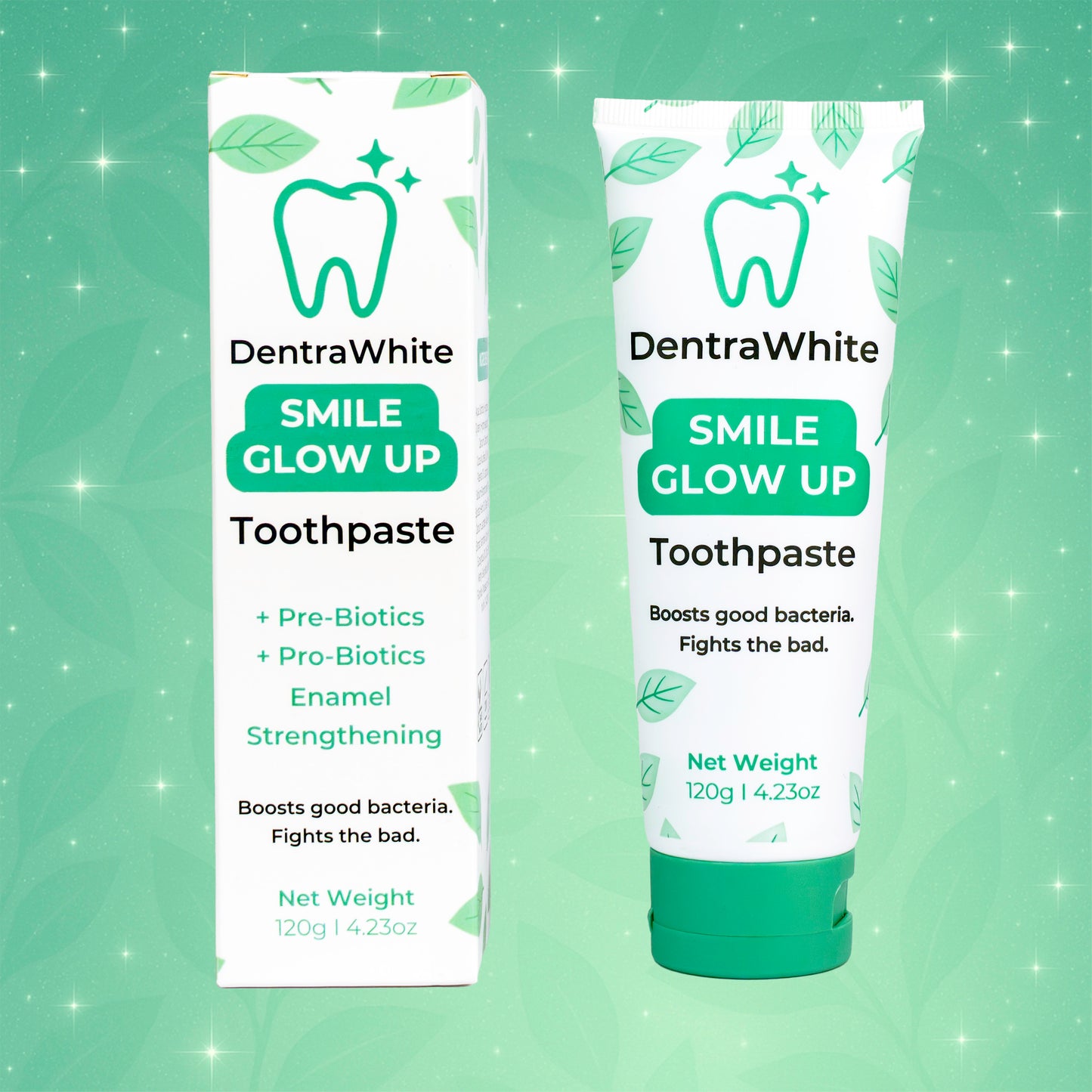 Ultimate Glow Bundle – Pre + Probiotic Enamel Strengthening Toothpaste (XL 120g), Smile Glow Up Teeth Whitening Strips (PAP+) – 14 Treatments / 28 Strips & Teeth Whitening Powder (PAP+) – XL 40g