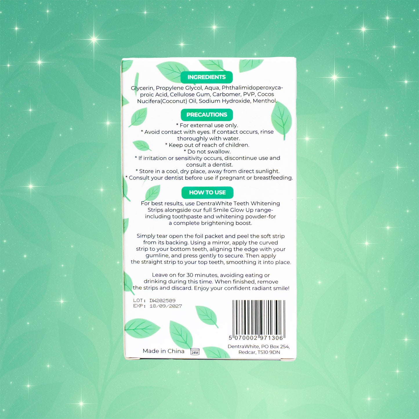 DentraWhite Smile Glow Up Teeth Whitening Strips (PAP+) – 28 Treatments / 56 Strips