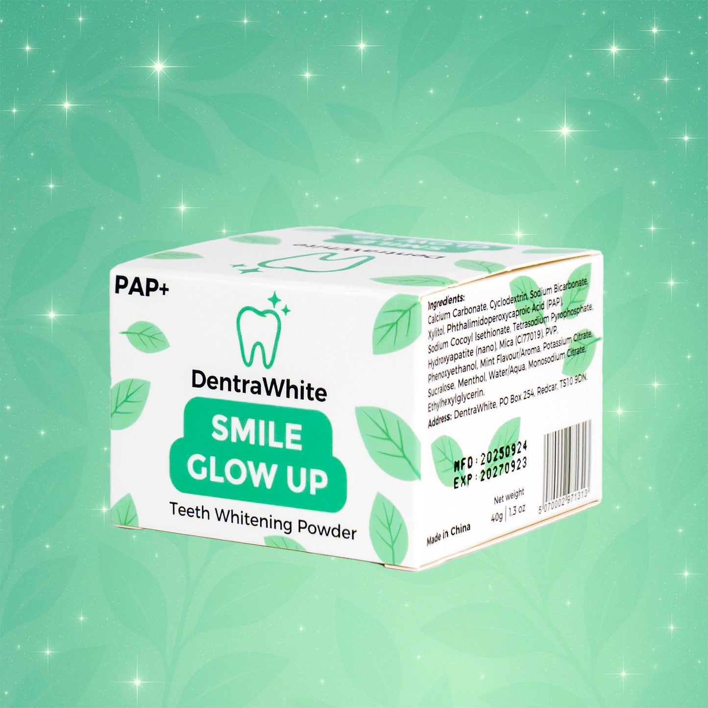 DentraWhite Smile Glow Up Teeth Whitening Powder (PAP+) – XL 40g