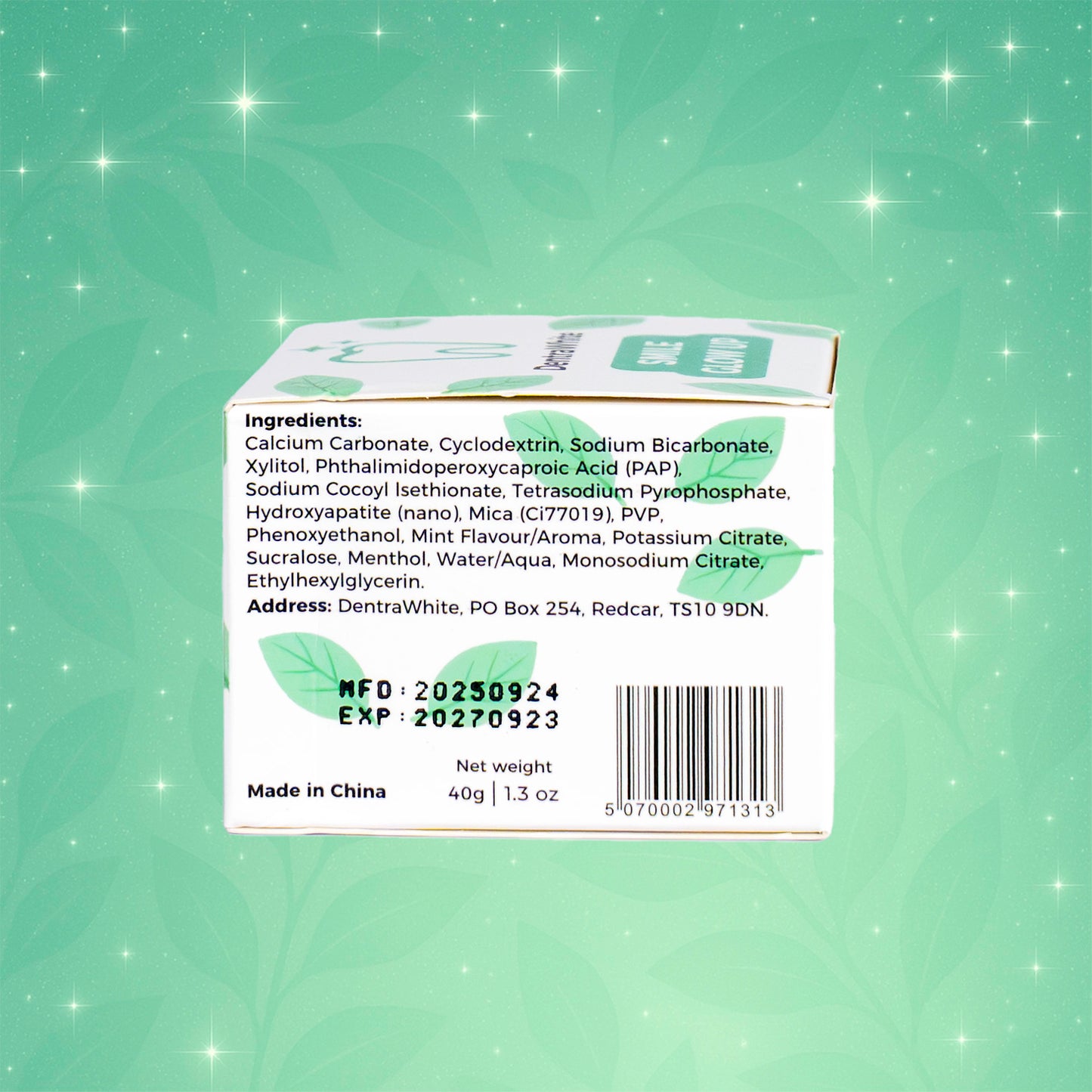 DentraWhite Smile Glow Up Teeth Whitening Powder (PAP+) – XL 40g