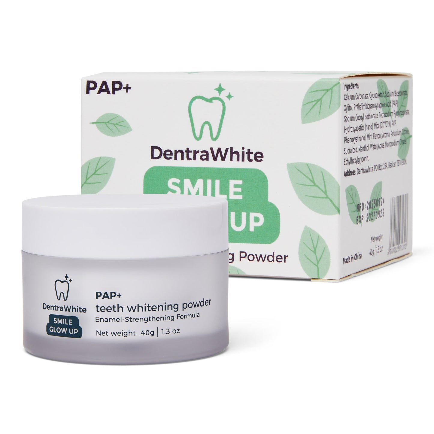 DentraWhite Smile Glow Up Teeth Whitening Powder (PAP+) – XL 40g