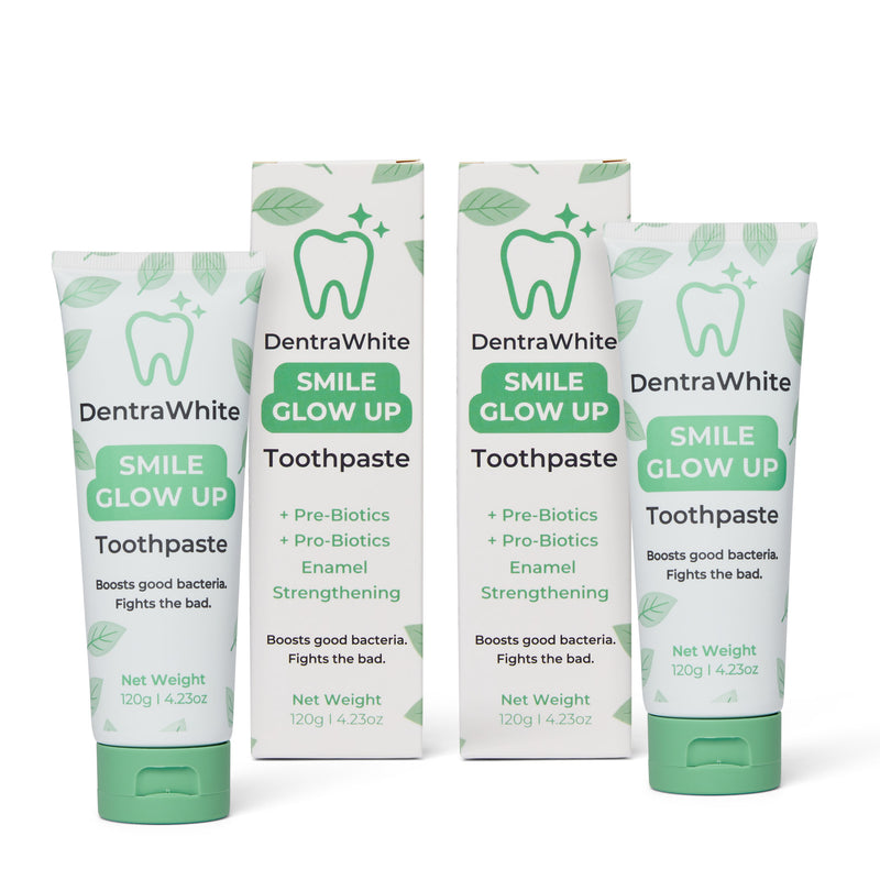 DentraWhite Daily Care Twin Pack with two Smile Glow Up Pre + Probiotic Toothpaste tubes