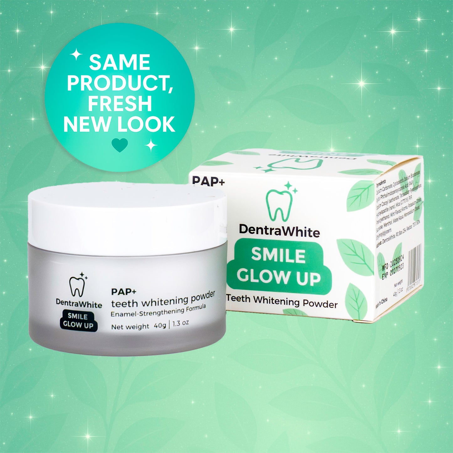 DentraWhite Smile Glow Up Teeth Whitening Powder (PAP+) – XL 40g